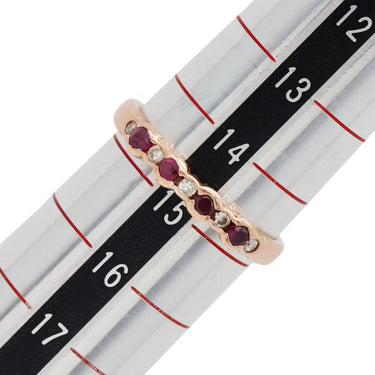 ノンブランド NON BRAND ルビー ダイヤリング ピンクゴールド K18PG ルビー ダイヤモンド リング 指輪 レッド 赤 ダイヤ ピンクゴールド 一文字 14.5号