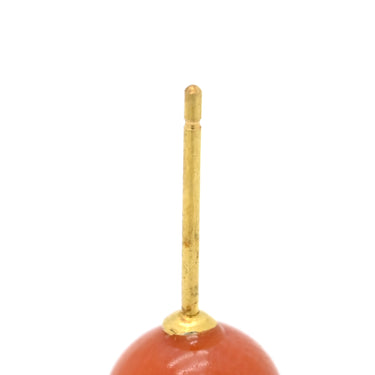 ノンブランド NON BRAND 珊瑚 サンゴピアス イエローゴールド K18YG 珊瑚 ピアス 1P 1粒