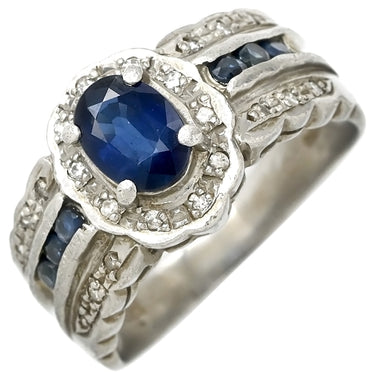 ノンブランド NON BRAND ブルーサファイア ダイヤ リング プラチナシルバー Pt900 サファイア ダイヤモンド リング 指輪 青 プラチナ オーバル 17.5号