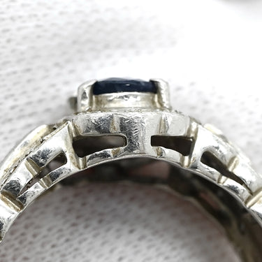 ノンブランド NON BRAND ブルーサファイア ダイヤ リング プラチナシルバー Pt900 サファイア ダイヤモンド リング 指輪 青 プラチナ オーバル 17.5号