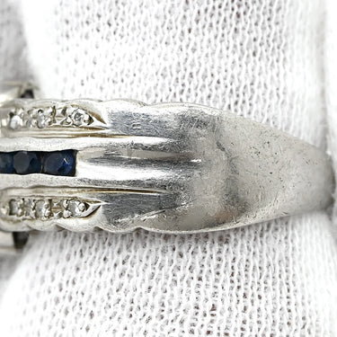 ノンブランド NON BRAND ブルーサファイア ダイヤ リング プラチナシルバー Pt900 サファイア ダイヤモンド リング 指輪 青 プラチナ オーバル 17.5号