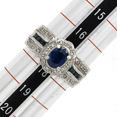 ノンブランド NON BRAND ブルーサファイア ダイヤ リング プラチナシルバー Pt900 サファイア ダイヤモンド リング 指輪 青 プラチナ オーバル 17.5号