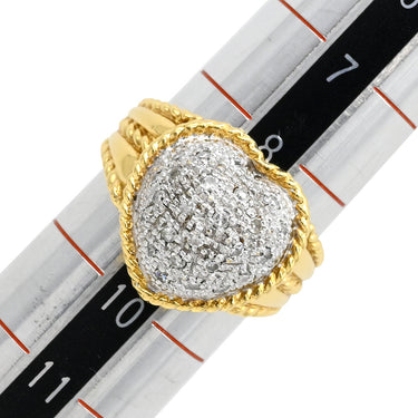 ノンブランド NON BRAND ダイヤリング イエローゴールド K18YG ダイヤモンド リング 指輪 Au750 18K 18金 メレダイヤ ハート 9号