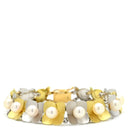 ノンブランド NON BRAND イエローゴールド×ホワイトゴールド×パールホワイト K18YG K14WG パール ブレスレット K14WG Au750 18K 18金 14K 14金 アコヤ真珠 あこやパール ホワイト フラワーモチーフ