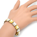 ノンブランド NON BRAND イエローゴールド×ホワイトゴールド×パールホワイト K18YG K14WG パール ブレスレット K14WG Au750 18K 18金 14K 14金 アコヤ真珠 あこやパール ホワイト フラワーモチーフ