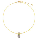 ノンブランド NON BRAND パパラチアサファイア ダイヤ ホワイトゴールドXイエローゴールド K18WG K18YG ダイヤモンド パパラチアサファイヤ ロードライトガーネット ペリドット ネックレス