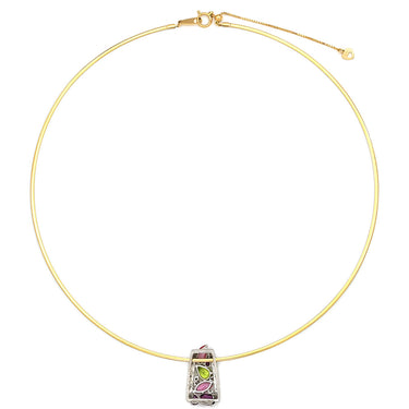 ノンブランド NON BRAND パパラチアサファイア ダイヤ ホワイトゴールドXイエローゴールド K18WG K18YG ダイヤモンド パパラチアサファイヤ ロードライトガーネット ペリドット ネックレス