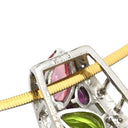 ノンブランド NON BRAND パパラチアサファイア ダイヤ ホワイトゴールドXイエローゴールド K18WG K18YG ダイヤモンド パパラチアサファイヤ ロードライトガーネット ペリドット ネックレス