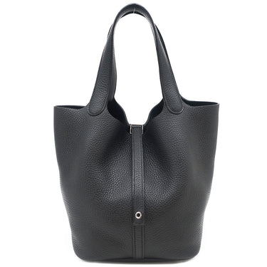 エルメス HERMES ピコタンロックMM ブラック トリヨンクレマンス ハンドバッグ シルバー金具 黒