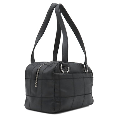 シャネル CHANEL チョコバー ブラック キャビアスキン ハンドバッグ シルバー金具 黒 ボストン