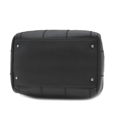 シャネル CHANEL チョコバー ブラック キャビアスキン ハンドバッグ シルバー金具 黒 ボストン