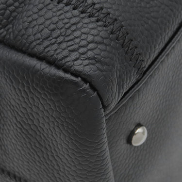 シャネル CHANEL チョコバー ブラック キャビアスキン ハンドバッグ シルバー金具 黒 ボストン