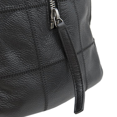 シャネル CHANEL チョコバー ブラック キャビアスキン ハンドバッグ シルバー金具 黒 ボストン