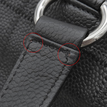 シャネル CHANEL チョコバー ブラック キャビアスキン ハンドバッグ シルバー金具 黒 ボストン