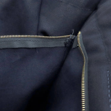 エルメス HERMES フールトゥMM ネイビー×ブラウン キャンバス トートバッグ シルバー金具 紺 茶