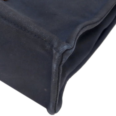 エルメス HERMES フールトゥMM ネイビー×ブラウン キャンバス トートバッグ シルバー金具 紺 茶