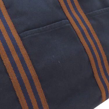 エルメス HERMES フールトゥMM ネイビー×ブラウン キャンバス トートバッグ シルバー金具 紺 茶