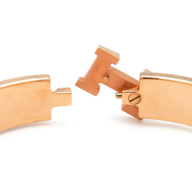エルメス HERMES クリックH GM ピンク×ゴールド GP エナメル ブレスレット ゴールド金具 Hブレス クリッククラック