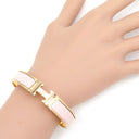 エルメス HERMES クリックH GM ピンク×ゴールド GP エナメル ブレスレット ゴールド金具 Hブレス クリッククラック