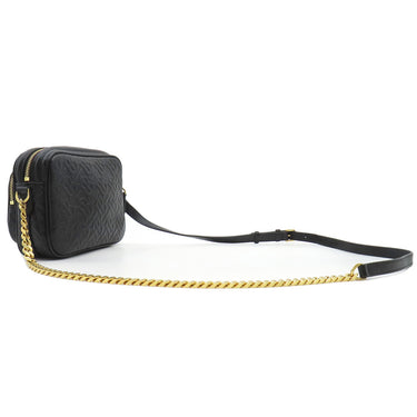 バーバリー BURBERRY TBモノグラム チェーンショルダー ブラック レザー ショルダーバッグ ゴールド金具 黒