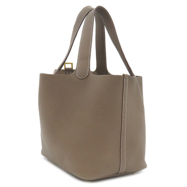エルメス HERMES ピコタンロックMM エトゥープ トリヨンクレマンス ハンドバッグ ゴールド金具 グレージュ