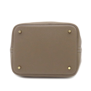 エルメス HERMES ピコタンロックMM エトゥープ トリヨンクレマンス ハンドバッグ ゴールド金具 グレージュ