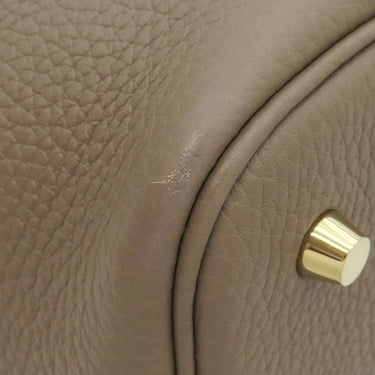 エルメス HERMES ピコタンロックMM エトゥープ トリヨンクレマンス ハンドバッグ ゴールド金具 グレージュ