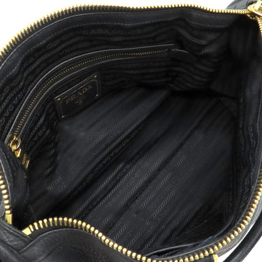 プラダ PRADA ヴィッテロダイノ メタルロゴ BL0805 ブラック レザー 2WAYバッグ ゴールド金具 黒 ハンドバッグ ショルダーバッグ