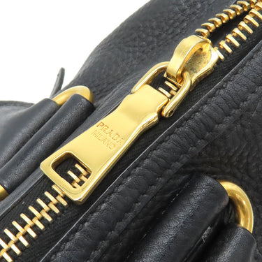 プラダ PRADA ヴィッテロダイノ メタルロゴ BL0805 ブラック レザー 2WAYバッグ ゴールド金具 黒 ハンドバッグ ショルダーバッグ