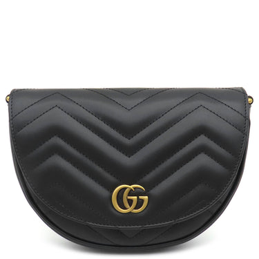 グッチ GUCCI GGマーモント 746431 ブラック レザー ショルダーバッグ ゴールド金具 黒 チェーンショルダー