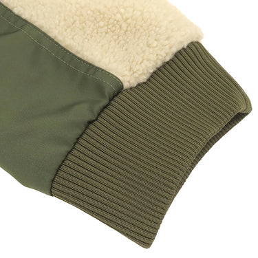 モンクレール MONCLER マグリア カーディガン G20918G00014 ベージュ×カーキ フェイクファー ナイロン 14042 アウター シルバー金具 ボア ジャケット ブルゾン ジップ パーカー 白