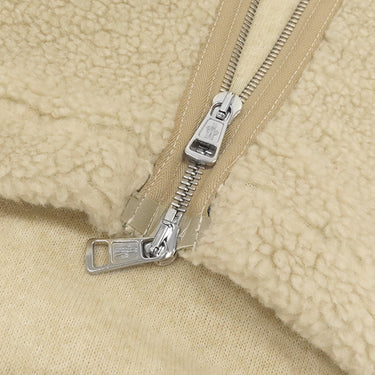 モンクレール MONCLER マグリア カーディガン G20918G00014 ベージュ×カーキ フェイクファー ナイロン 14042 アウター シルバー金具 ボア ジャケット ブルゾン ジップ パーカー 白