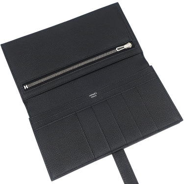 エルメス HERMES ベアンスフレ タッチ ブラック ヴォーエプソン アリゲーター 長財布 シルバー金具 新品 未使用 黒 クロコ 二つ折り財布