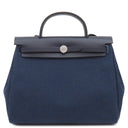 エルメス HERMES エールバッグジップPM 31 ブルーエジェ×ブラック レザー トワルキャドリーユ 2WAYバッグ シルバー金具 青 黒