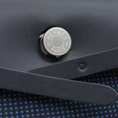 エルメス HERMES エールバッグジップPM 31 ブルーエジェ×ブラック レザー トワルキャドリーユ 2WAYバッグ シルバー金具 青 黒