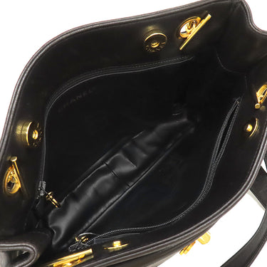 シャネル CHANEL ココマーク ブラック ラムスキン ショルダーバッグ ゴールド金具 チェーンショルダー ヴィンテージ 黒 肩掛け