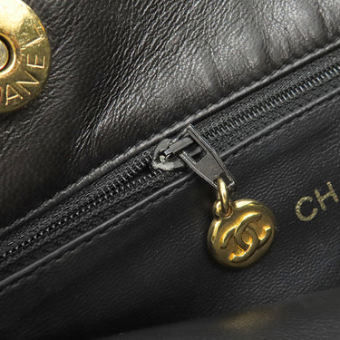 シャネル CHANEL ココマーク ブラック ラムスキン ショルダーバッグ ゴールド金具 チェーンショルダー ヴィンテージ 黒 肩掛け