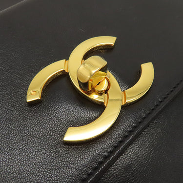 シャネル CHANEL ココマーク ブラック ラムスキン ショルダーバッグ ゴールド金具 チェーンショルダー ヴィンテージ 黒 肩掛け