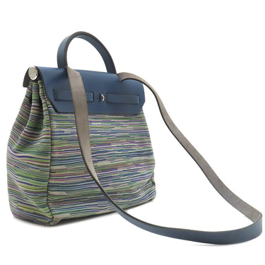 エルメス HERMES エールバッグ PM ブルー系 レザー ヴィブラート トワルオフィシエ 2WAYバッグ シルバー金具 紺 緑 ショルダー ハンドバッグ 鍵/カデナ/クロシェット欠品