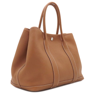 エルメス HERMES ガーデンパーティーPM ゴールド ネゴンダ トートバッグ シルバー金具 茶