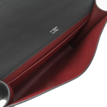 エルメス HERMES サックアデペッシュ 38 ブラック×レッド トゴ ブリーフケース マットシルバー金具 【PO品】黒 ビジネスバッグ