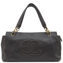 シャネル CHANEL ココマーク ブラック ラムスキン ボストンバッグ マットゴールド金具 黒 肩掛け