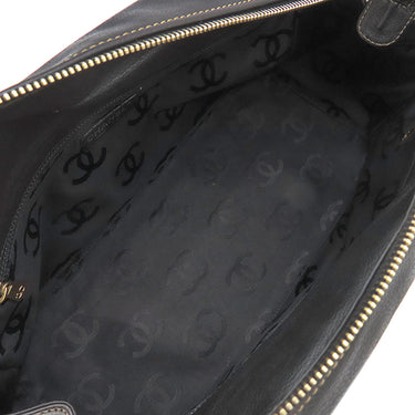 シャネル CHANEL ココマーク ブラック ラムスキン ボストンバッグ マットゴールド金具 黒 肩掛け