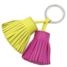 エルメス HERMES カルメン ウノドス ライム×ローズパープル ラムスキン キーリング シルバー金具 黄色 紫 フリンジ キーホルダー