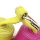 エルメス HERMES カルメン ウノドス ライム×ローズパープル ラムスキン キーリング シルバー金具 黄色 紫 フリンジ キーホルダー