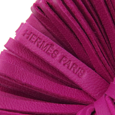 エルメス HERMES カルメン ウノドス ライム×ローズパープル ラムスキン キーリング シルバー金具 黄色 紫 フリンジ キーホルダー