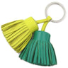 エルメス HERMES カルメン ウノドス ライム×ミント ラムスキン キーリング シルバー金具 黄色 緑 フリンジ キーホルダー