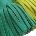 エルメス HERMES カルメン ウノドス ライム×ミント ラムスキン キーリング シルバー金具 黄色 緑 フリンジ キーホルダー