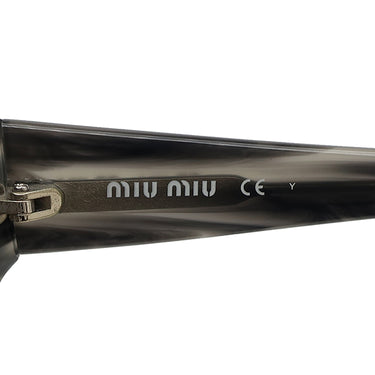 ミュウミュウ MIU MIU スクエアシェイプ 61□15 SMU09M グレー プラスチック サングラス シルバー金具 マーブル グラデーションレンズ