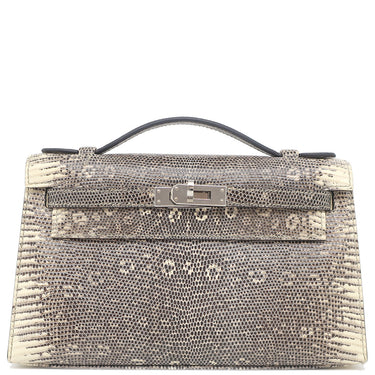 エルメス HERMES ポシェットケリー オンブレ リザード ハンドバッグ シルバー金具 ミニバッグ